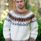 Brown and White Alpaca Round Neck Sweater