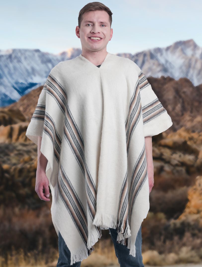 White Rustic Alpaca Poncho For Men Gamboa white-rustic-alpaca-poncho-for-men-gamboa