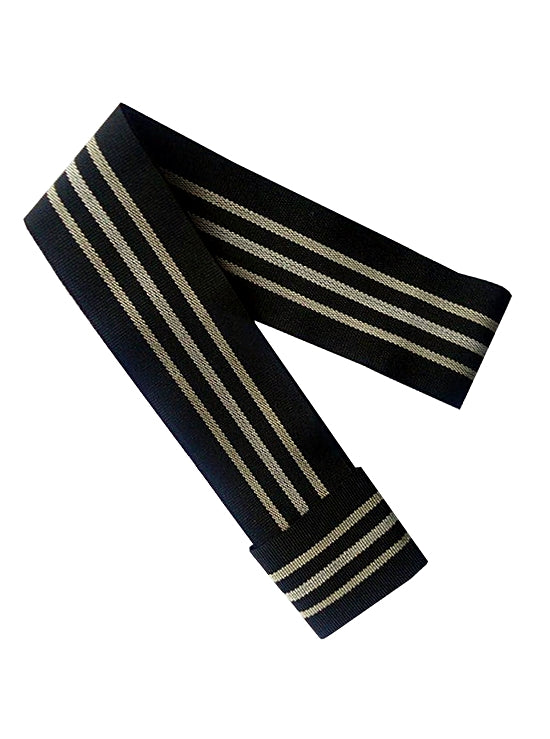 Striped Standard Panama Hat Band - Black