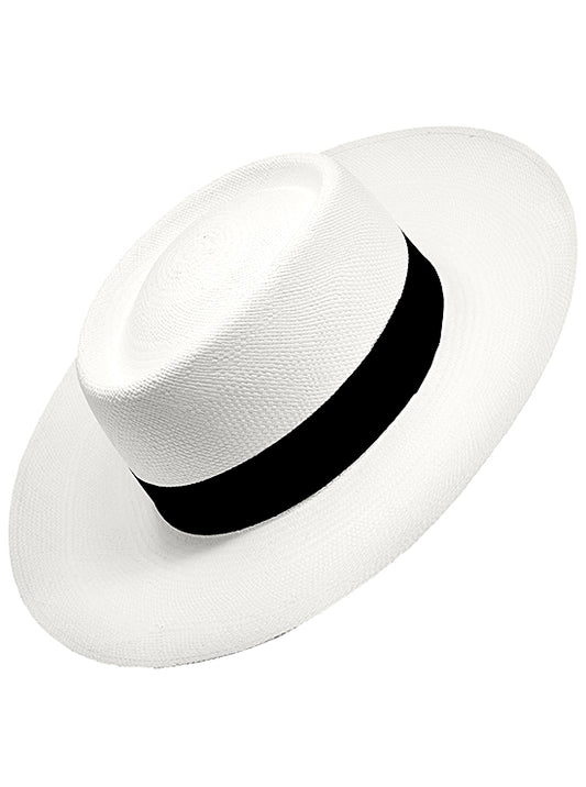 Sombrero de Panamá Blanco Gambler Ala Ancha Grado 3-4