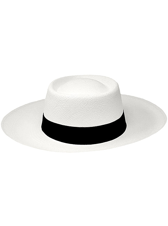 Gamboa Panama Hat. White Panama Hat for Women - Wide Brim Gambler Hat