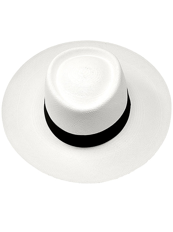 White Panama Hat for Women - Wide Brim Gambler Hat