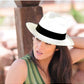 Chapeau Panama Cuenca Blanc Fedora pour Femme (Qualite 3-4)