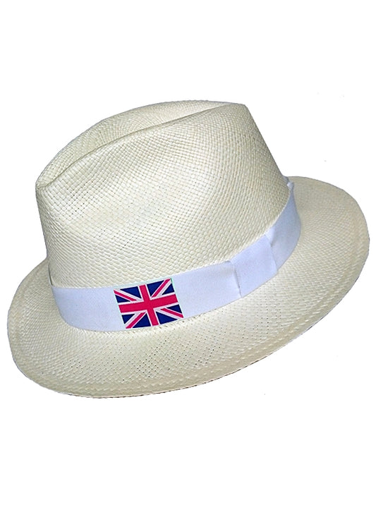 Panama Hat United Kingdom Flag - White