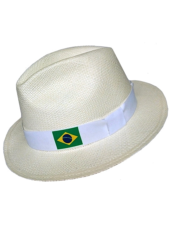 Panama Hat Brazil Flag - White