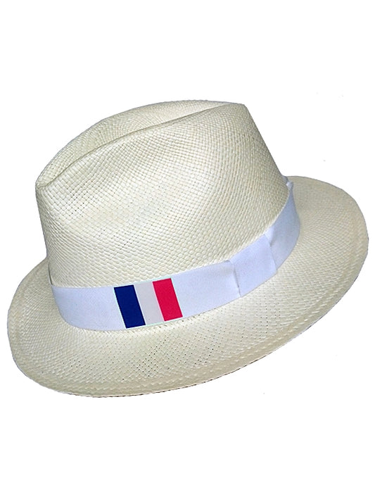 Chapéu Panamá Bandeira da França - Branco